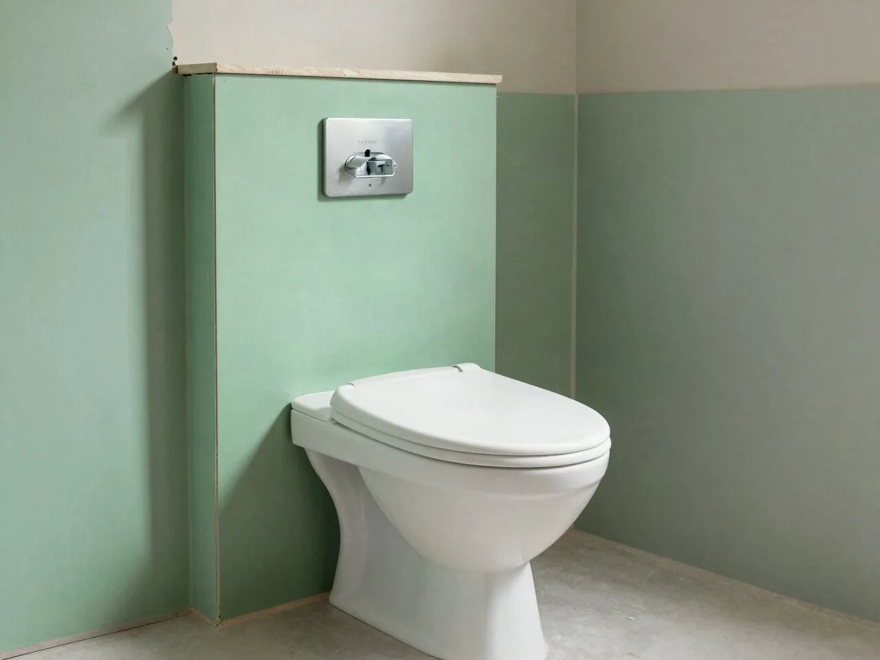 Beispielbild: verkleidete WC-Vorwand mit Ablage in einem Bad
