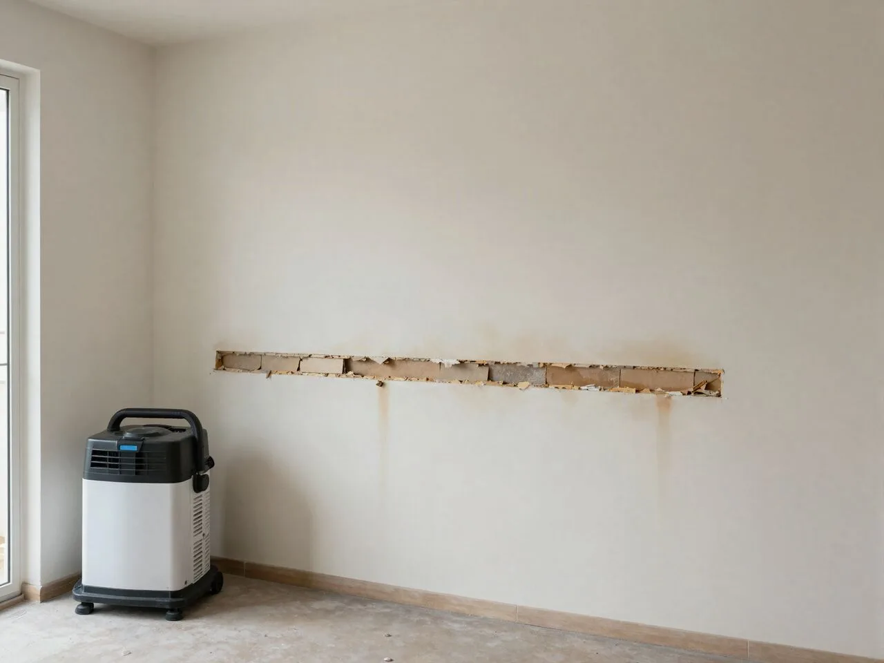 Beispielbild: Rückbau einer durchfeuchteten Trockenbauwand nach Wasserschaden